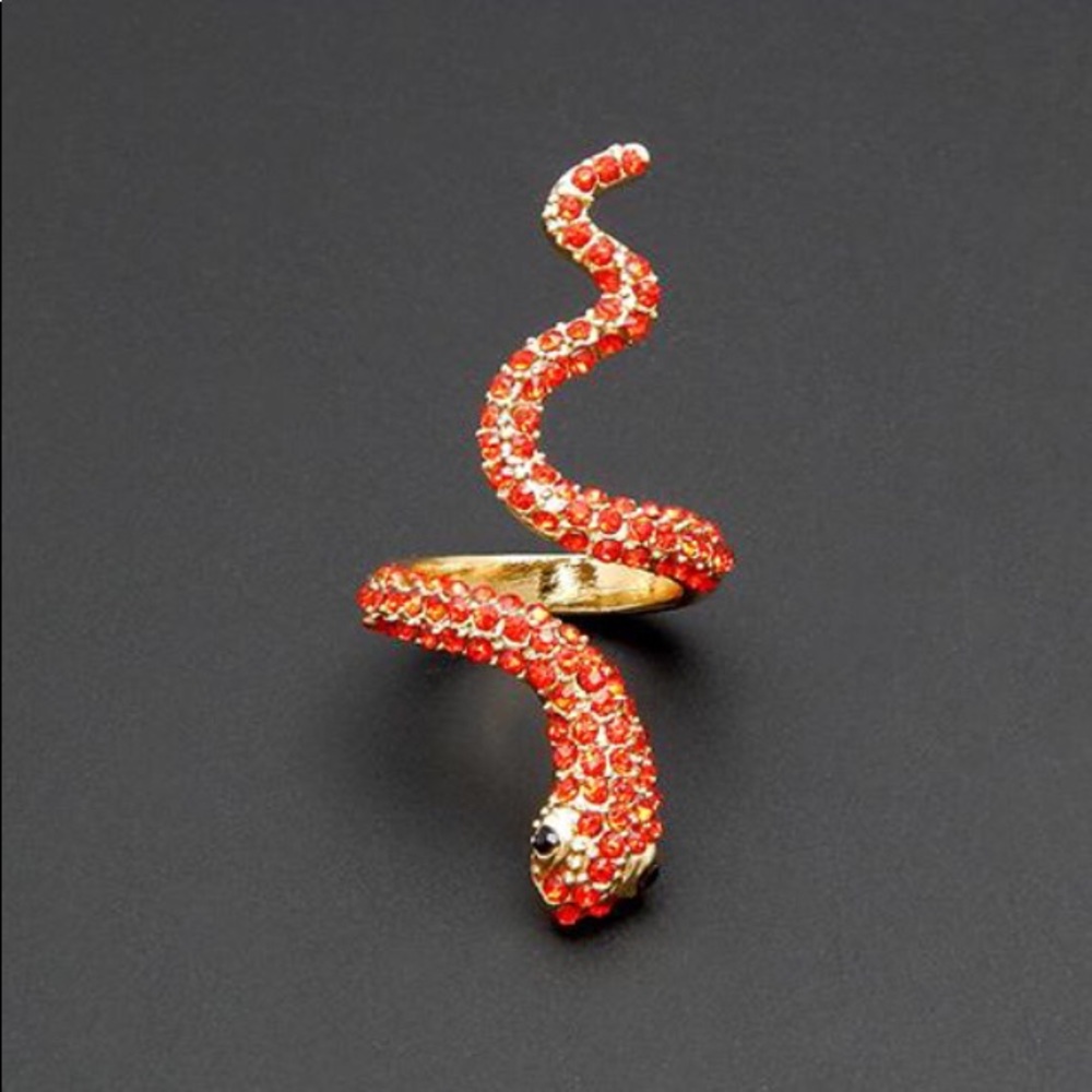 Red Rhinestone Snake Ring